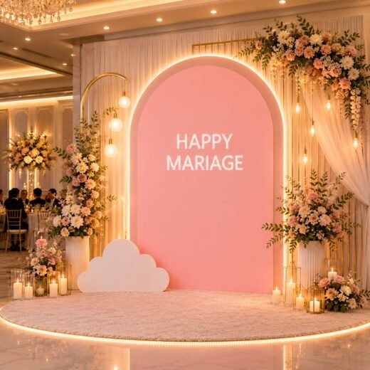 Pink Dream Big Arch Backdrop with Cloud Cutout – 2 Pieces