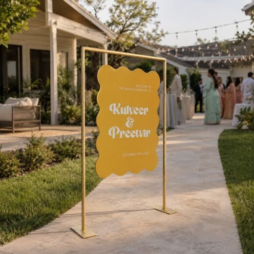 Gold Scallop Wedding Welcome Sign – Premium Reception Entrance Board – 1