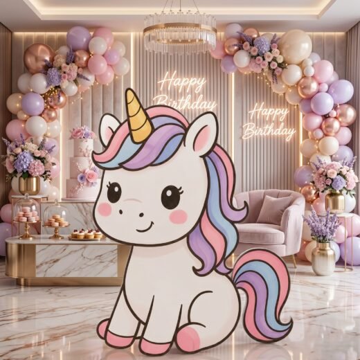 Pastel Unicorn Character Cutout – Magical Birthday Party Standee – 1 Piece