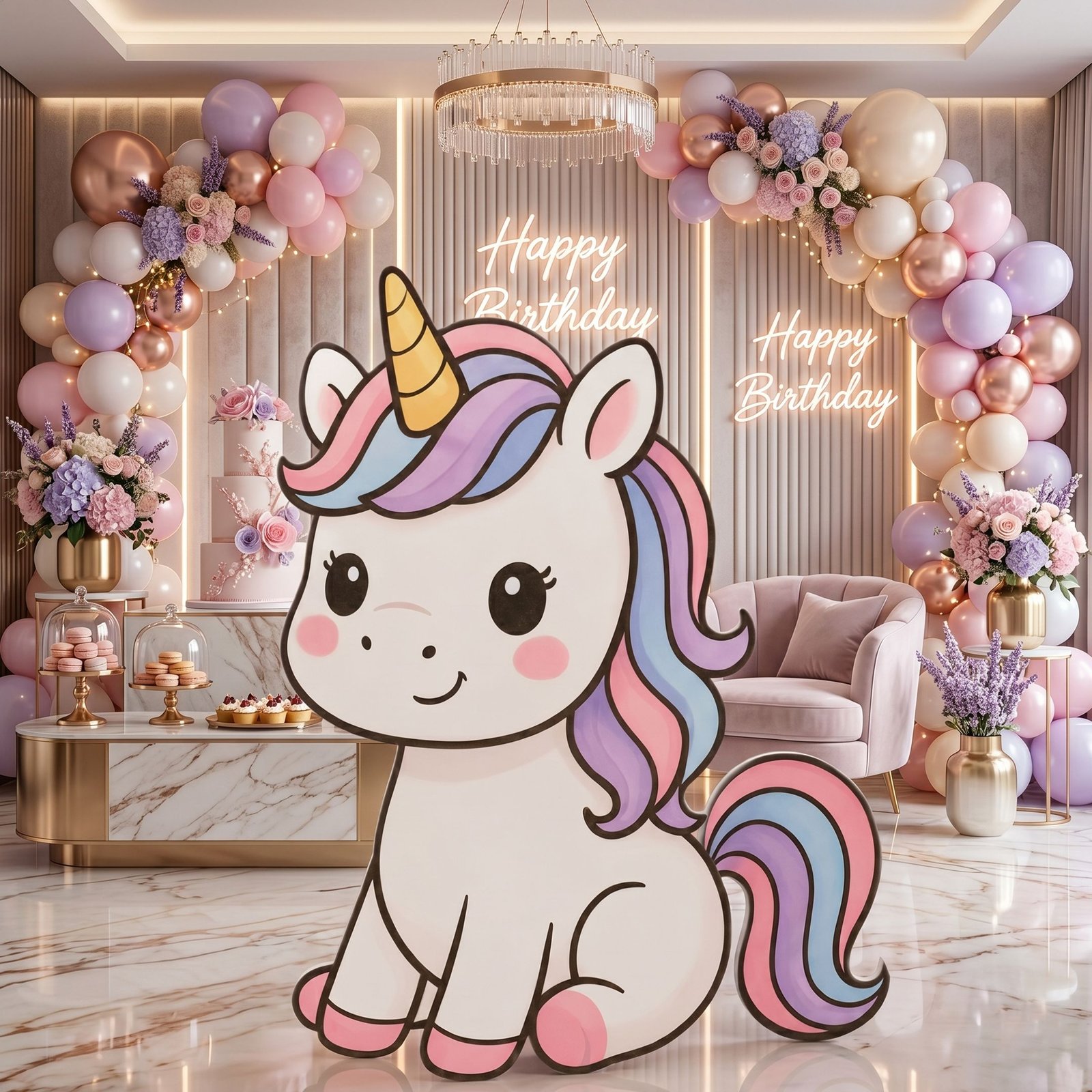 Pastel Unicorn Character Cutout – Magical Birthday Party Standee – 1 Piece