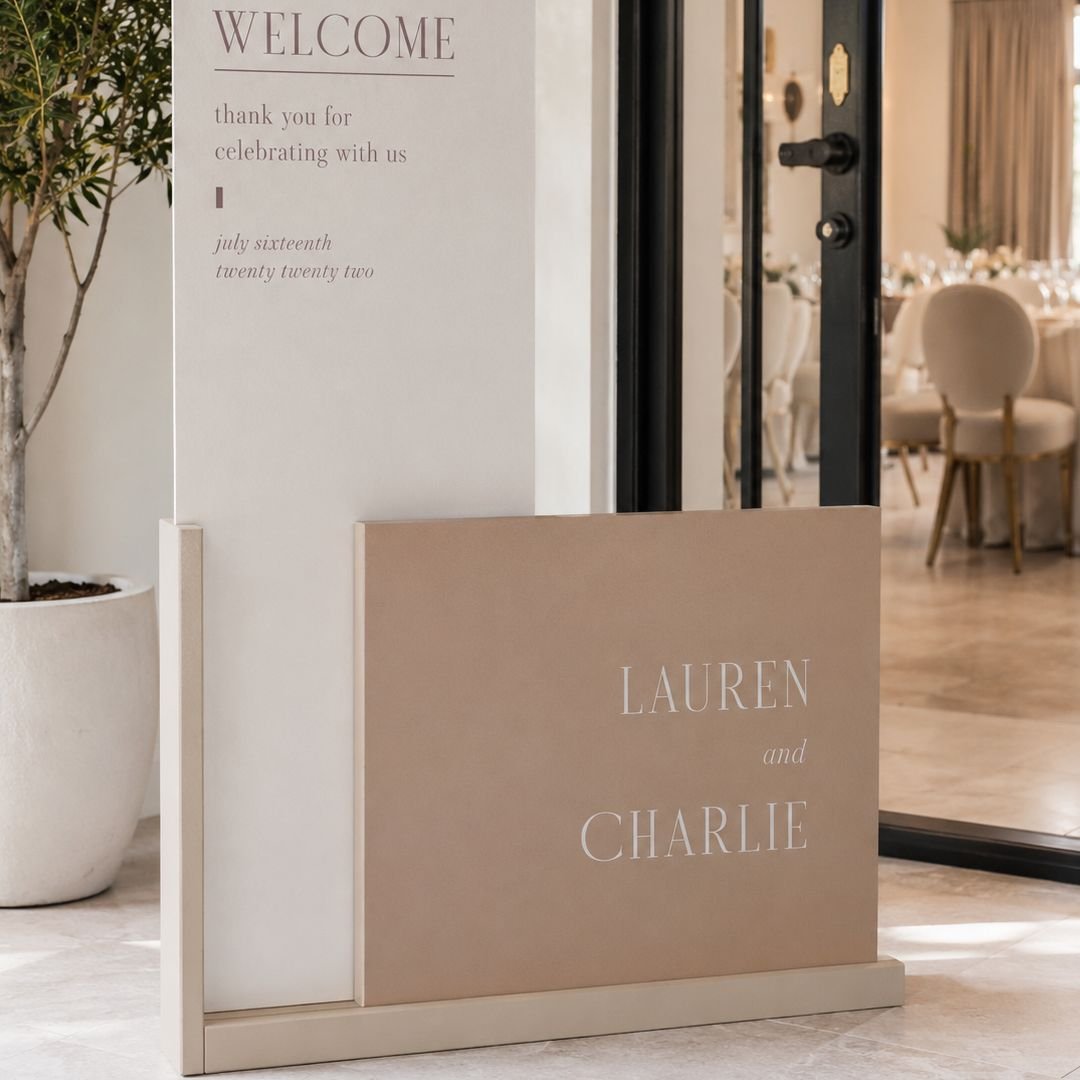 White & Beige Wedding Welcome Board Set – Elegant Couple Entrance Signage - Image 3