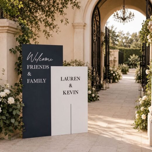 Black & White Wedding Welcome Board Set – Minimal Couple Name Signage – 2