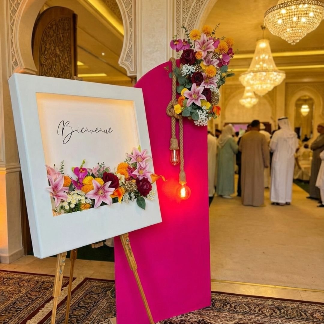 Floral Wedding Welcome Board on Easel Reception Sign – 1 Piece - Image 3