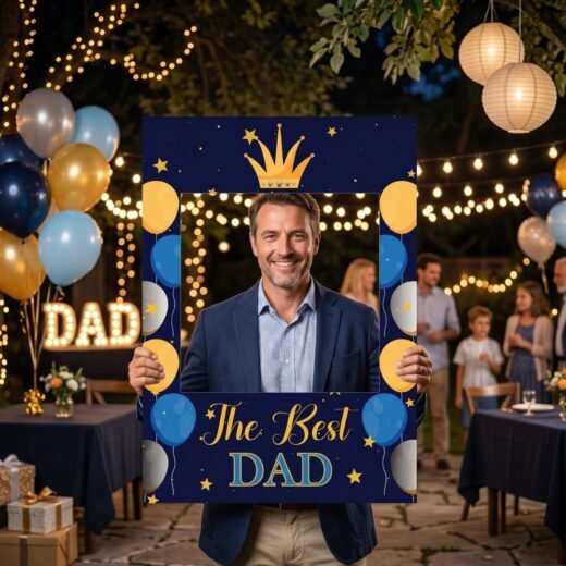 Best Dad Fathers Day Selfie Frame with Crown Theme – 1 Piece