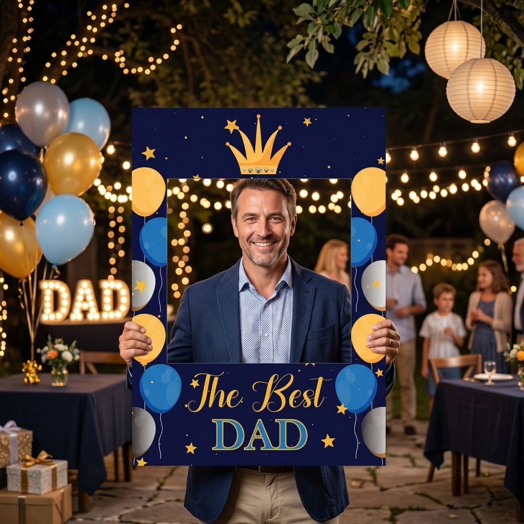 Best Dad Fathers Day Selfie Frame with Crown Theme – 1 Piece