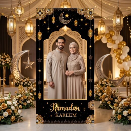 Ramadan Kareem Luxury Selfie Frame with Gold Lantern Styling – 1 Piece