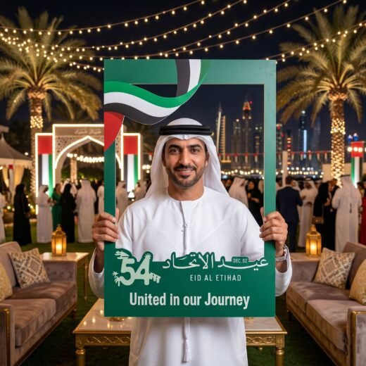 UAE National Day Selfie Frame with Flag Colours and Journey Theme – 1 Piece