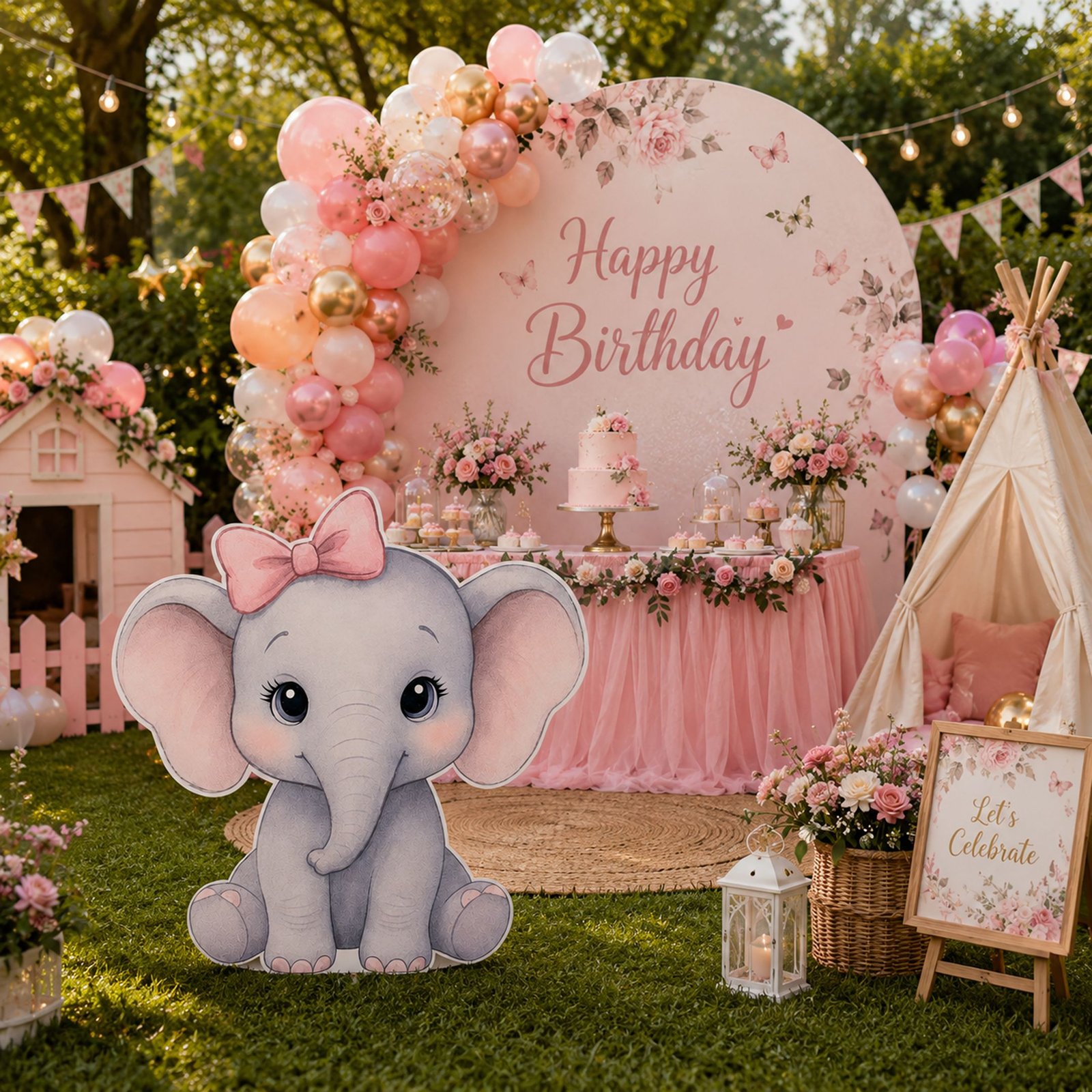 Baby Elephant Character Cutout – Soft Safari Birthday Party Standee – 1 - Image 3