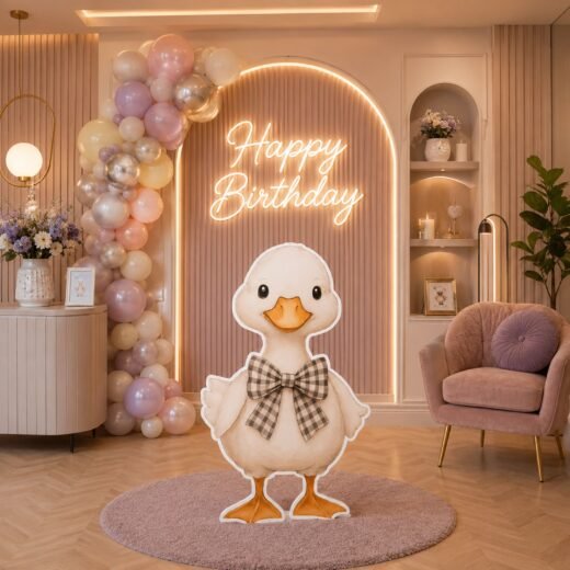 Cute Duck Character Cutout with Bow Tie – Birthday & Baby Party Standee