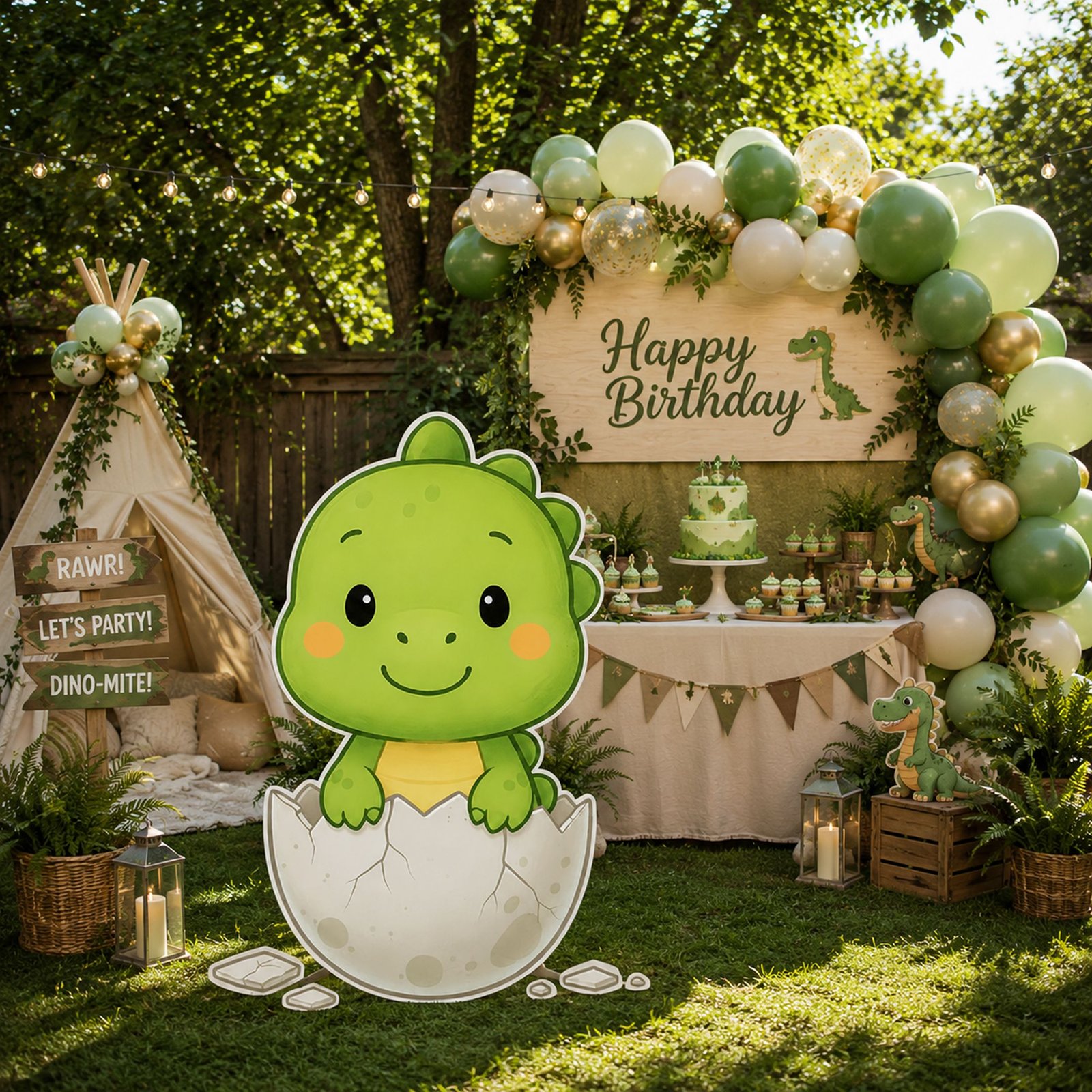 Baby Dinosaur Egg Character Cutout – Dino Hatch Birthday Party Standee – 1 - Image 2