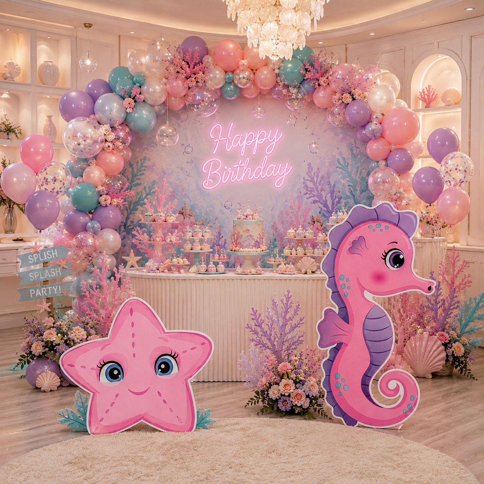 Seahorse & Starfish Undersea Character Cutout Set – Ocean Party Display - Image 2