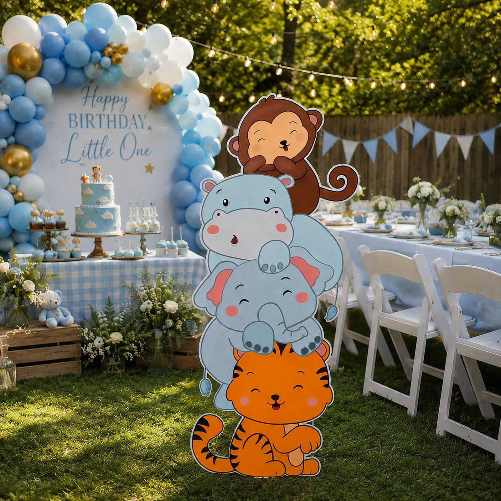 Jungle Safari Animal Tower Character Cutout – Multi-Animal Party Standee - Image 2