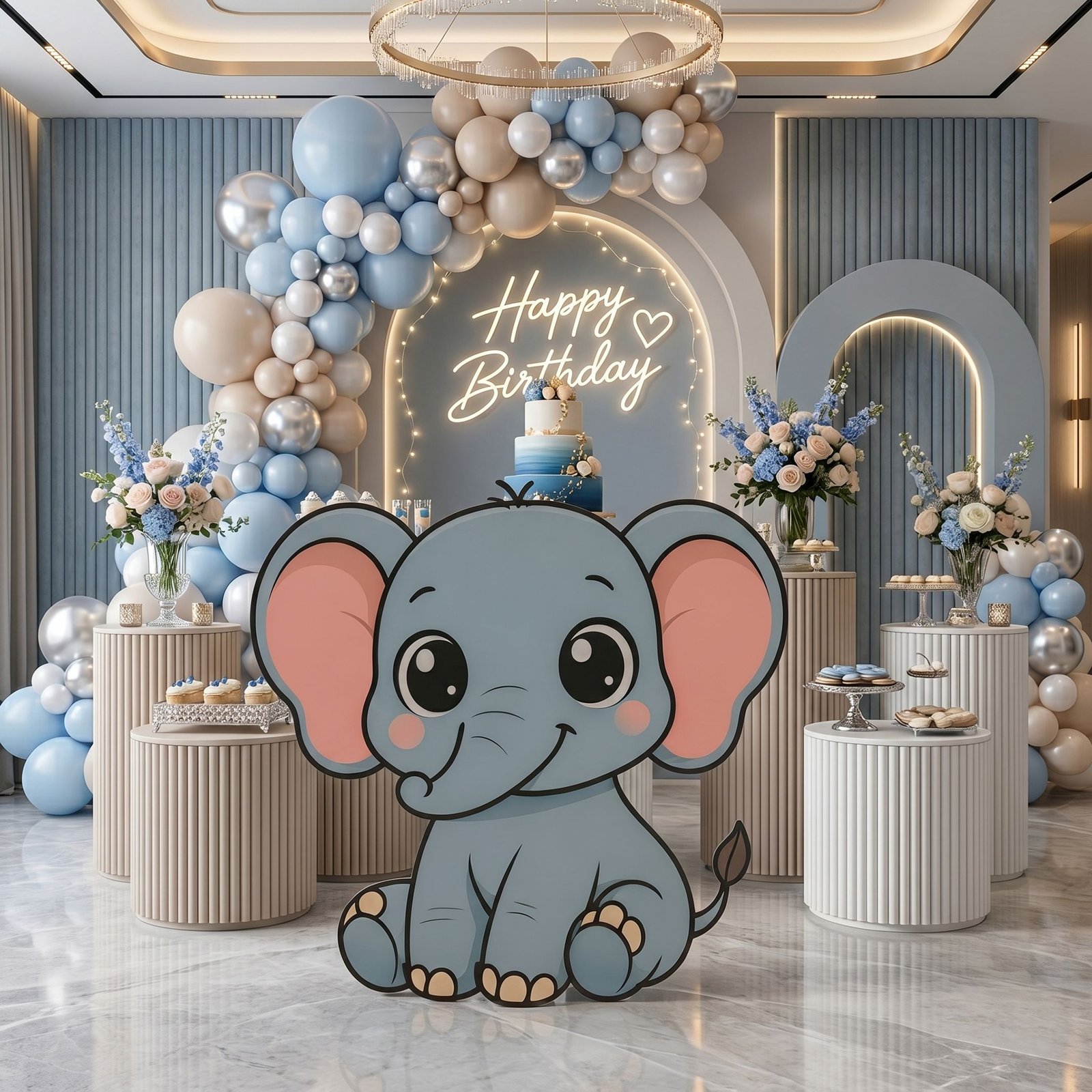 Blue Baby Elephant Character Cutout – Nursery & Baby Party Standee – 1 - Image 2