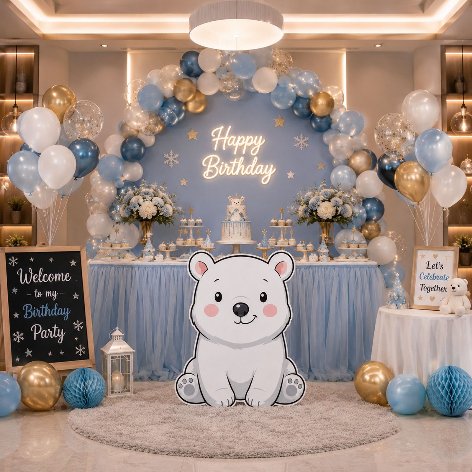 Cute Polar Bear Birthday Character Cutout Winter Party Standee – 1 Piece - Image 2
