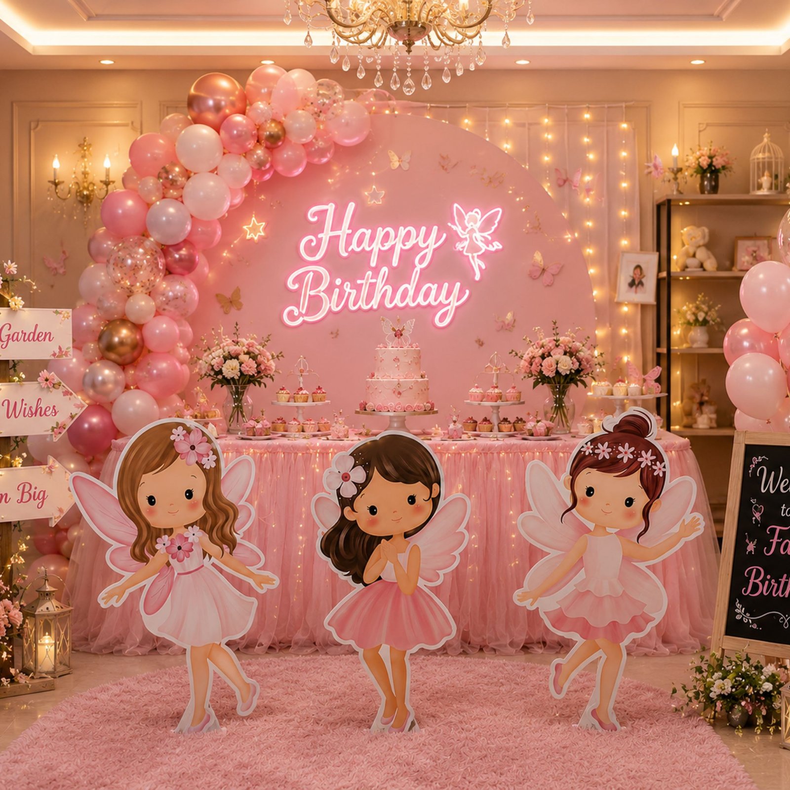 Pink Fairy Princess Birthday Character Cutout Trio – 3 Pieces - Image 2