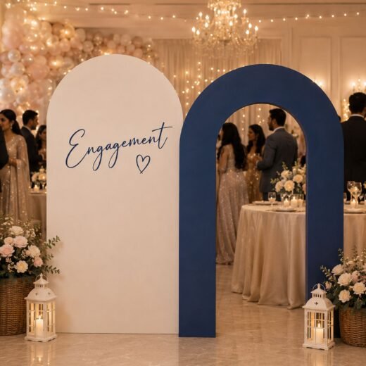 Minimal Navy & Cream Double Arch Event Backdrop Set – 2 Pieces
