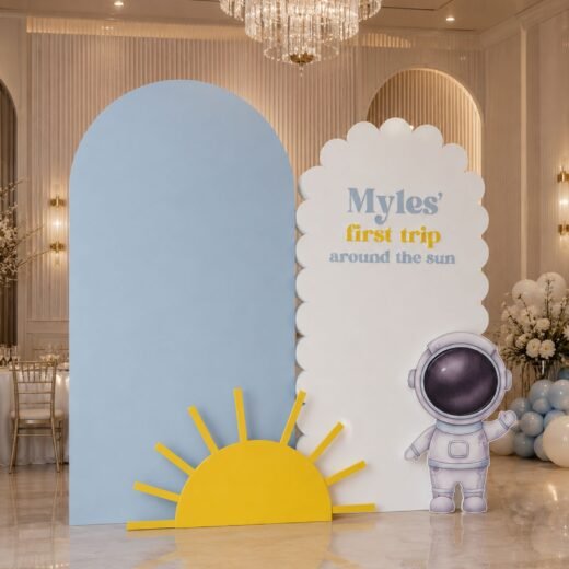 First Trip Around the Sun Backdrop Set with Astronaut & Sun Cutouts – 4