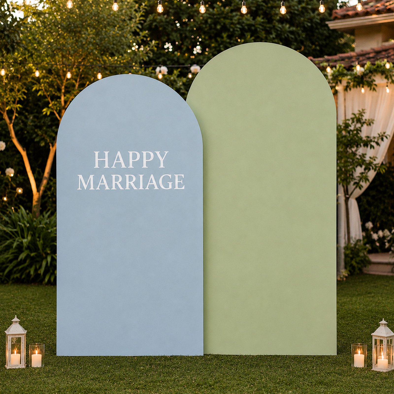 Happy Marriage Double Arch Wedding Backdrop Set – 2 Pieces - Image 3
