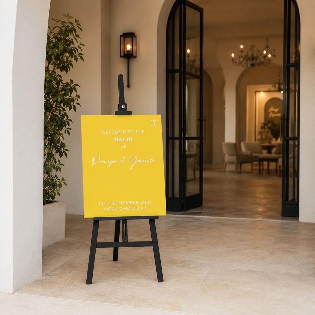 Bright Yellow Welcome Board on Easel – Custom Event Entrance Sign – 1 Piece - Image 3