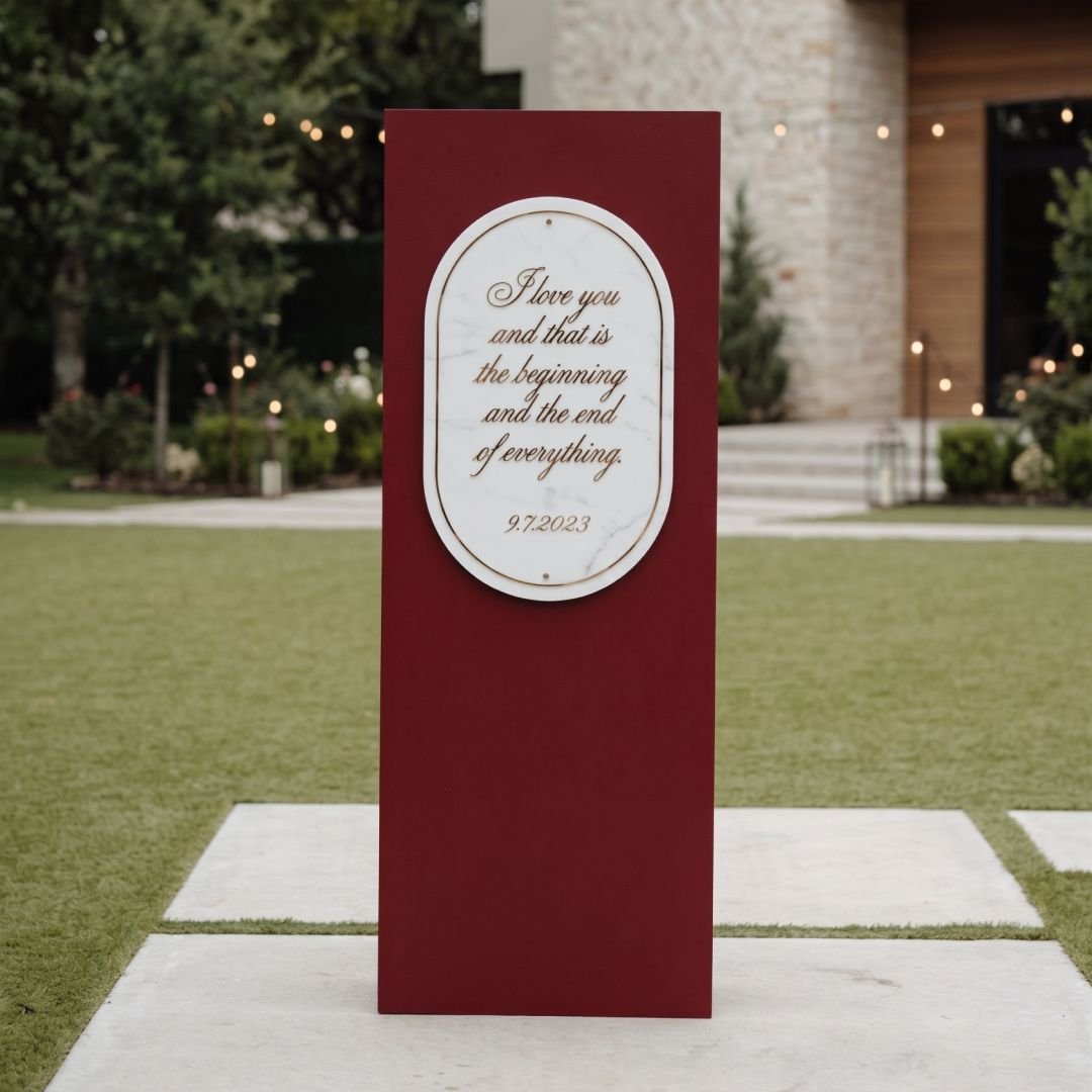 Burgundy Tall Wedding Welcome Board – Luxury Evening Entrance Sign – 1