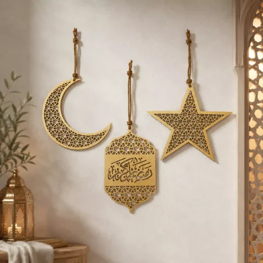 Gold Crescent Star Ramadan Hanging Decoration Set