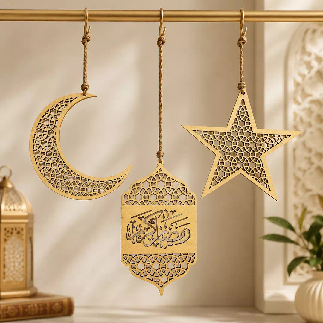 Gold Crescent Star Ramadan Hanging Decoration Set - Image 4