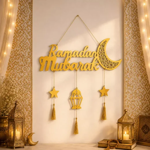 Ramadan Mubarak Crescent Lantern Hanging Set