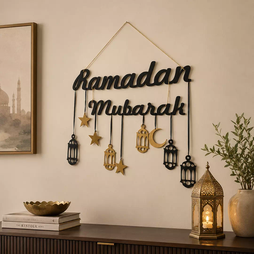 Black Ramadan Mubarak Lantern Hanging Decoration - Image 4