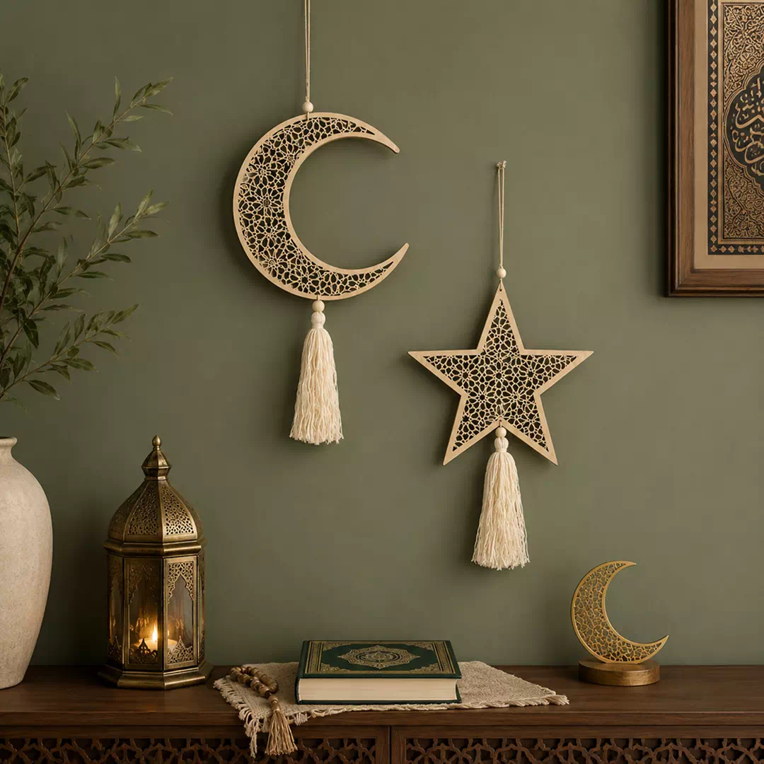 Neutral Crescent Star Tassel Hanging Decoration - Image 2
