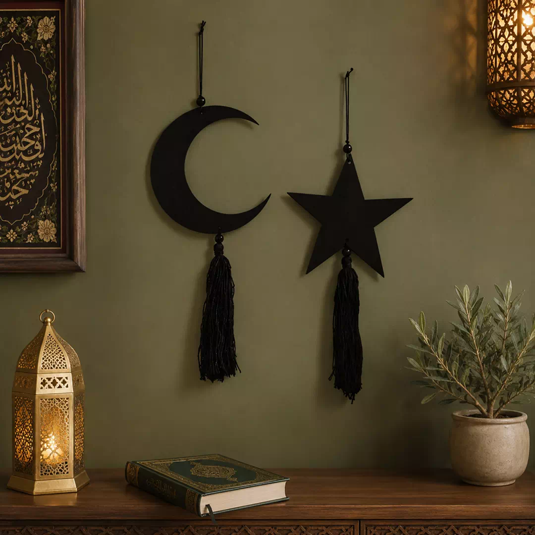 Black Crescent Star Tassel Hanging Decoration - Image 2