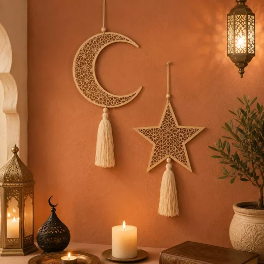 Neutral Crescent Star Tassel Hanging Decoration