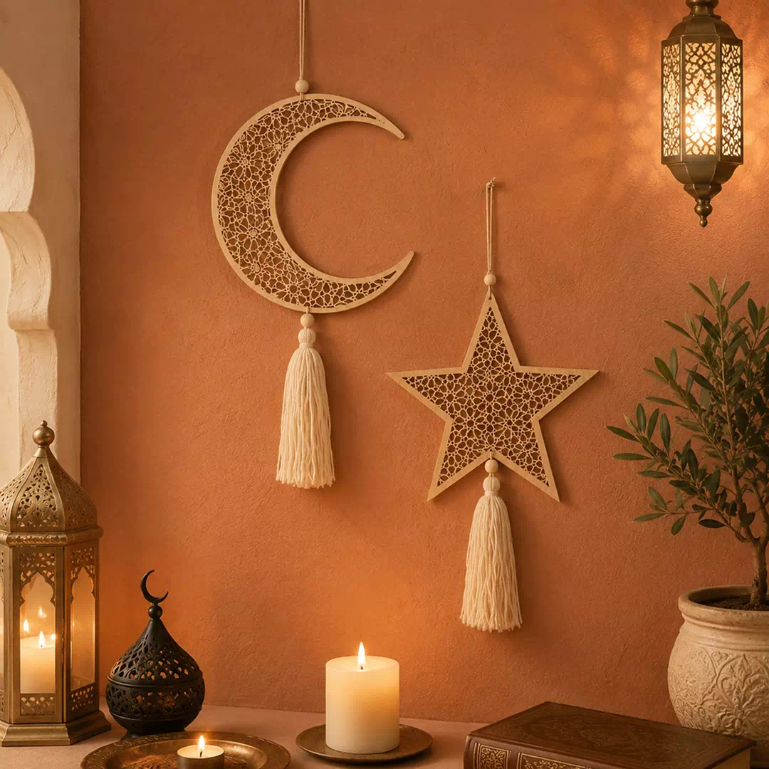 Neutral Crescent Star Tassel Hanging Decoration