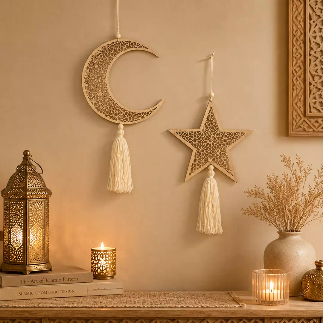 Neutral Crescent Star Tassel Hanging Decoration - Image 4