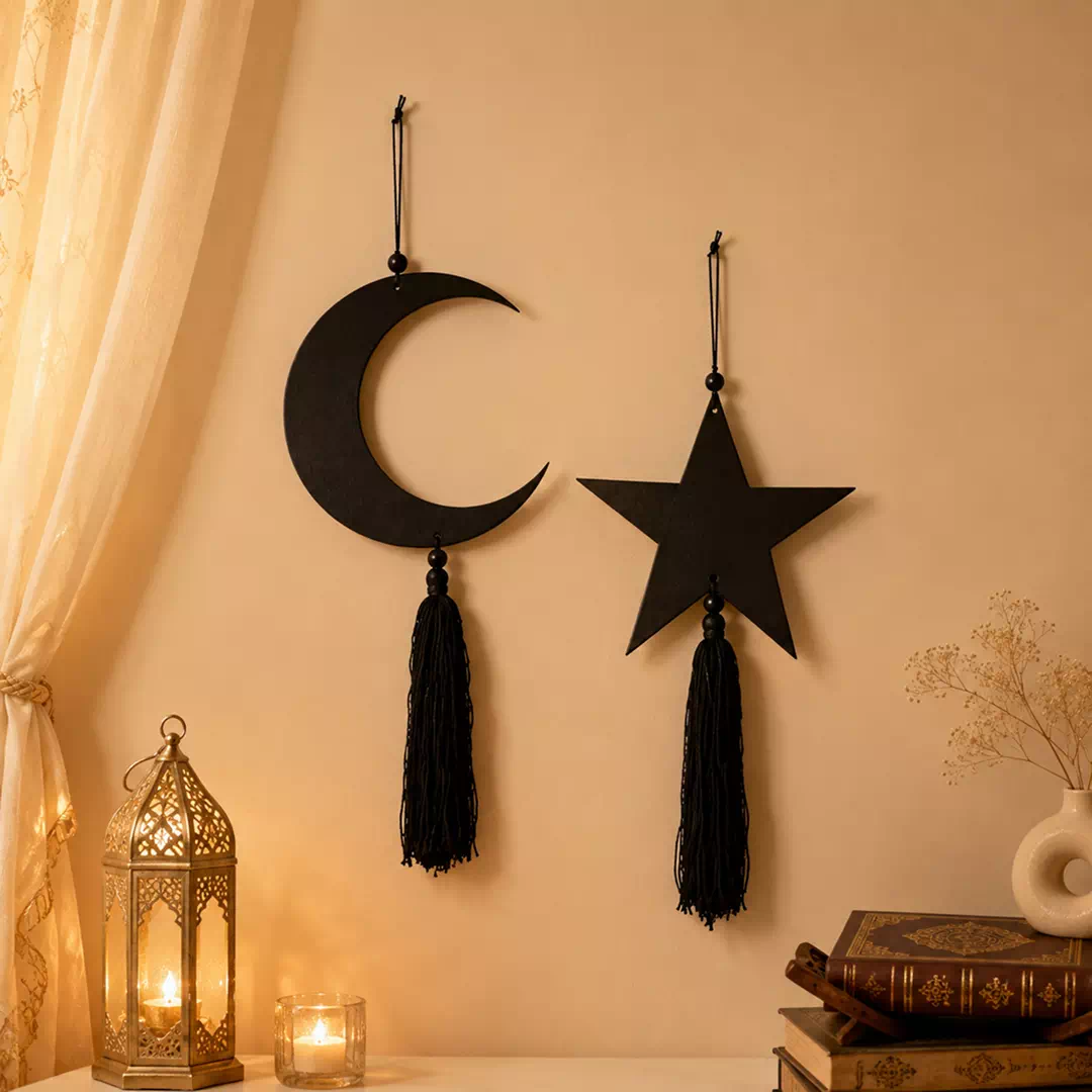 Black Crescent Star Tassel Hanging Decoration - Image 4