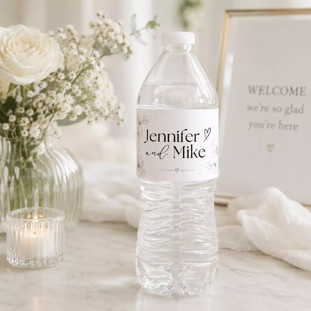 Romantic Script Wedding Bottle Labels - Personalized Names and Date - Image 4