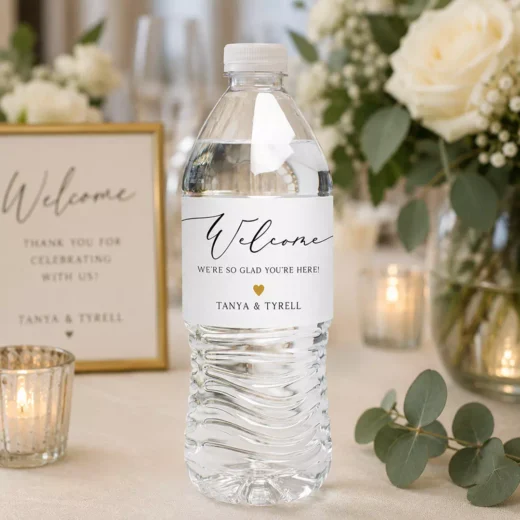 Minimal Welcome Wedding Water Bottle Labels - Elegant Guest Favors