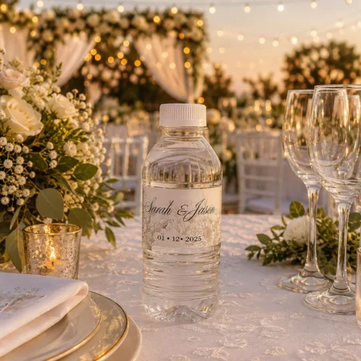 Modern Script Event Bottle Stickers - Personalized Name and Date