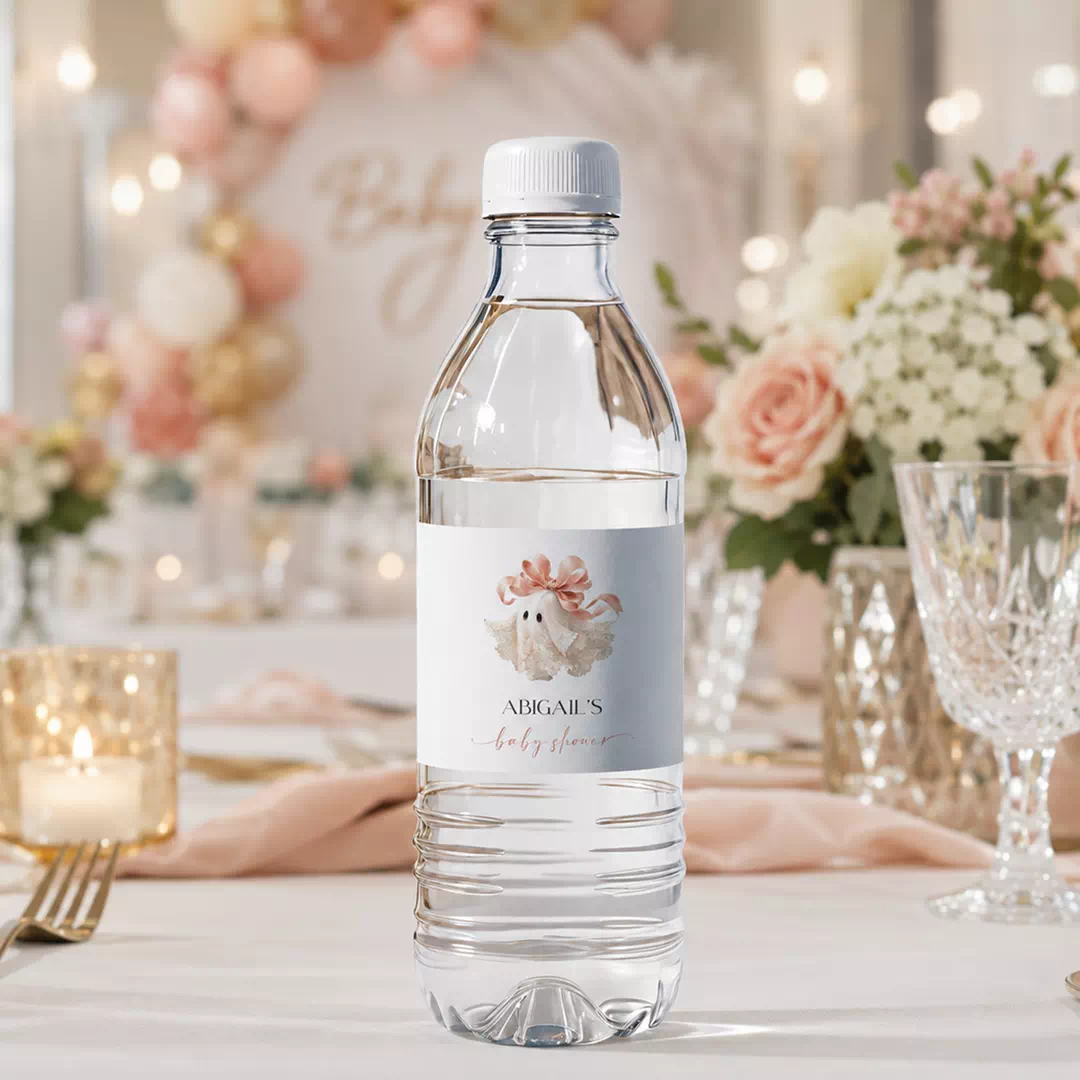 Blush Angel Baby Shower Bottle Stickers - Personalized Name Labels