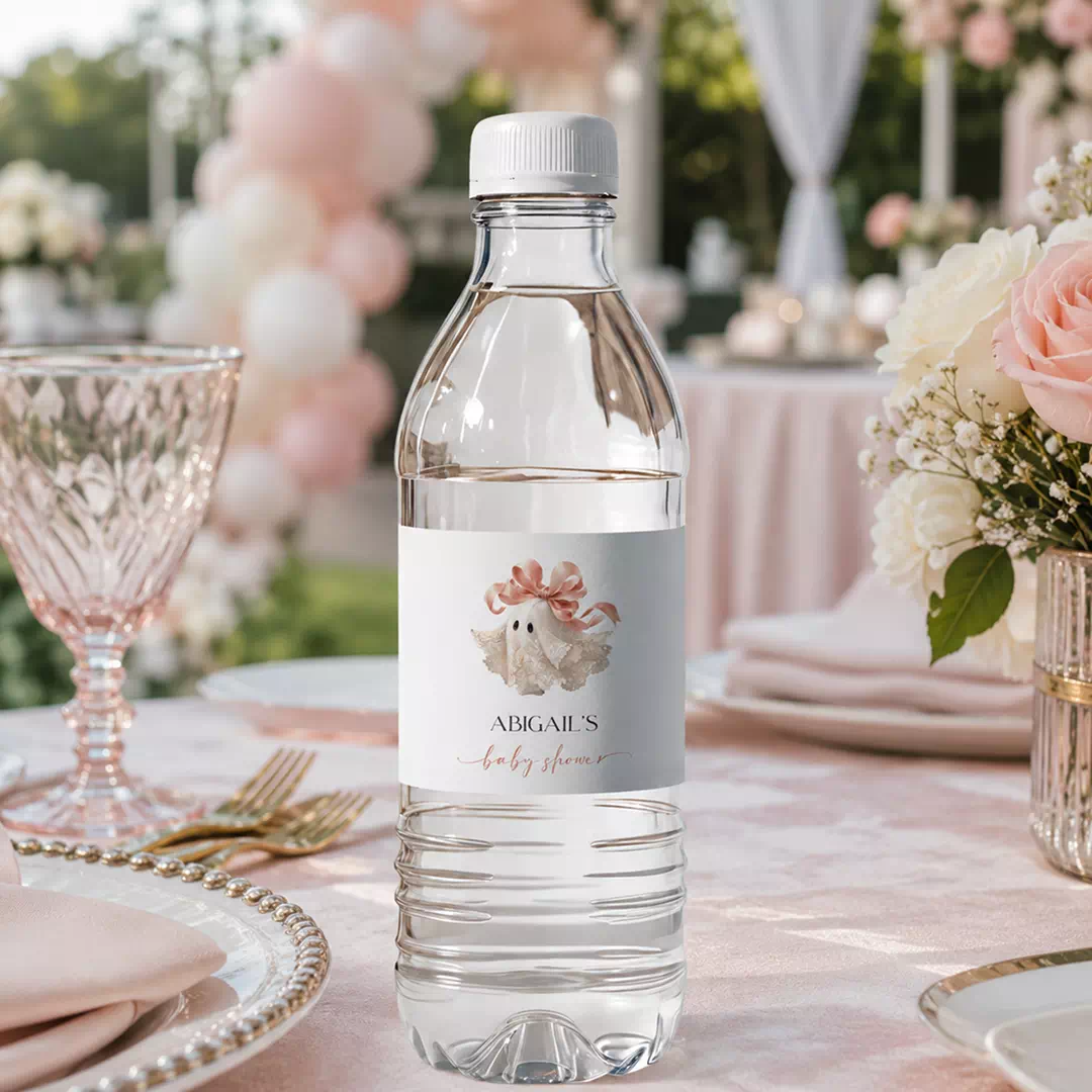 Blush Angel Baby Shower Bottle Stickers - Personalized Name Labels - Image 3