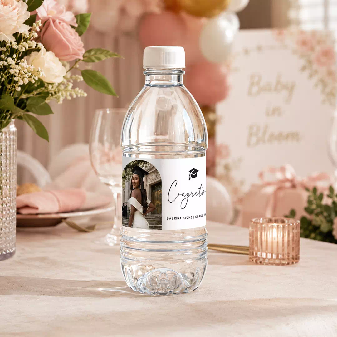 Photo Graduation Water Bottle Stickers - Personalized Class Design - Image 2