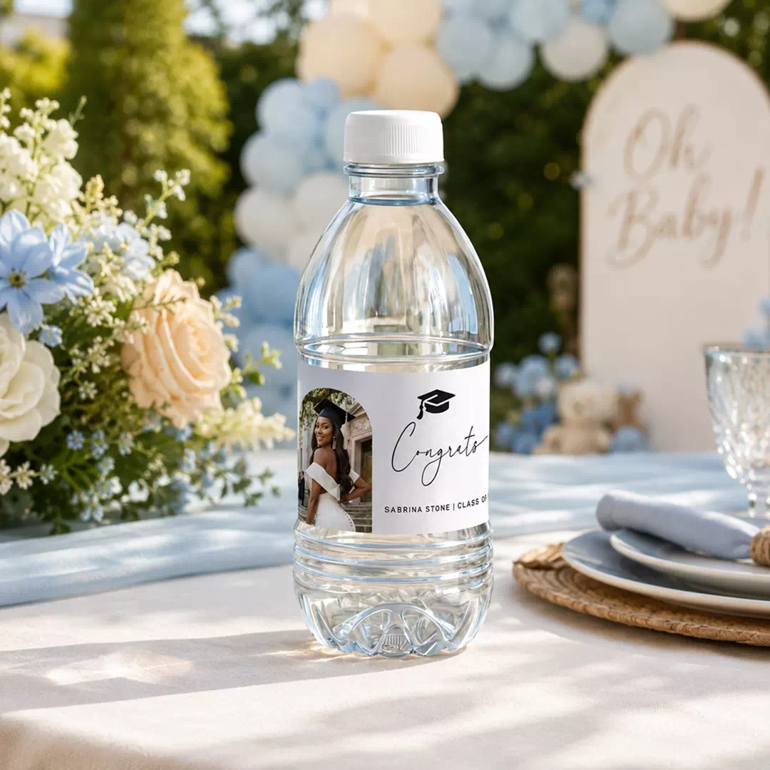 Photo Graduation Water Bottle Stickers - Personalized Class Design - Image 3