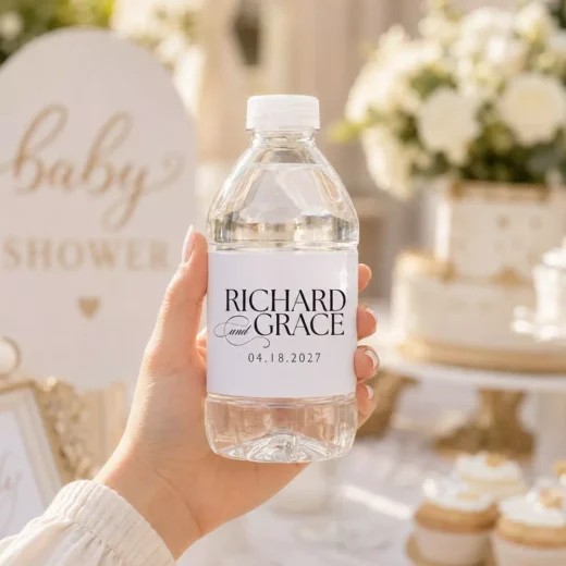 Minimal Couple Name and Date Bottle Labels - Wedding Celebration Design