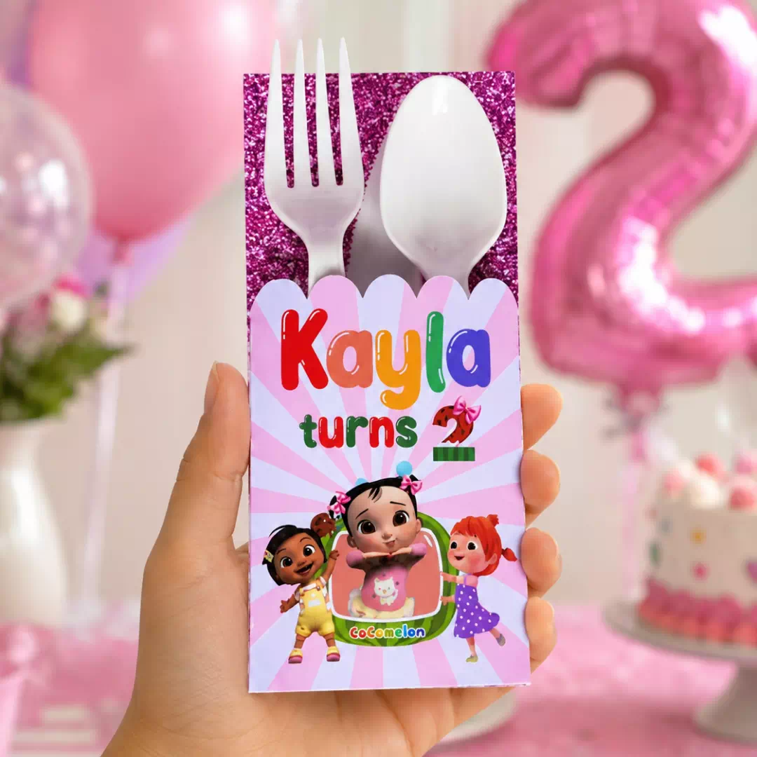 Colourful Cartoon Birthday Personalized Cutlery Set - Image 3