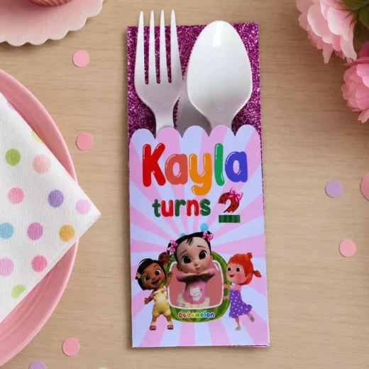 Colourful Cartoon Birthday Personalized Cutlery Set