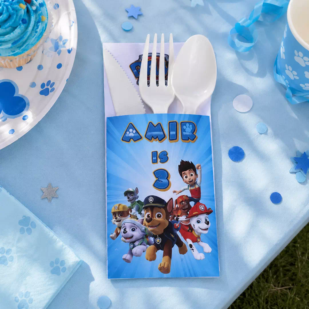 Blue Rescue Puppy Birthday Personalized Cutlery Set - Image 2