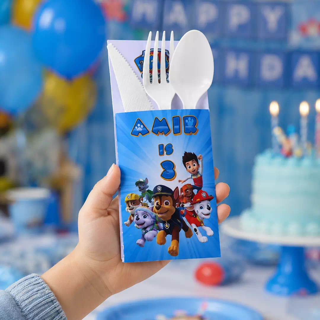 Blue Rescue Puppy Birthday Personalized Cutlery Set - Image 3