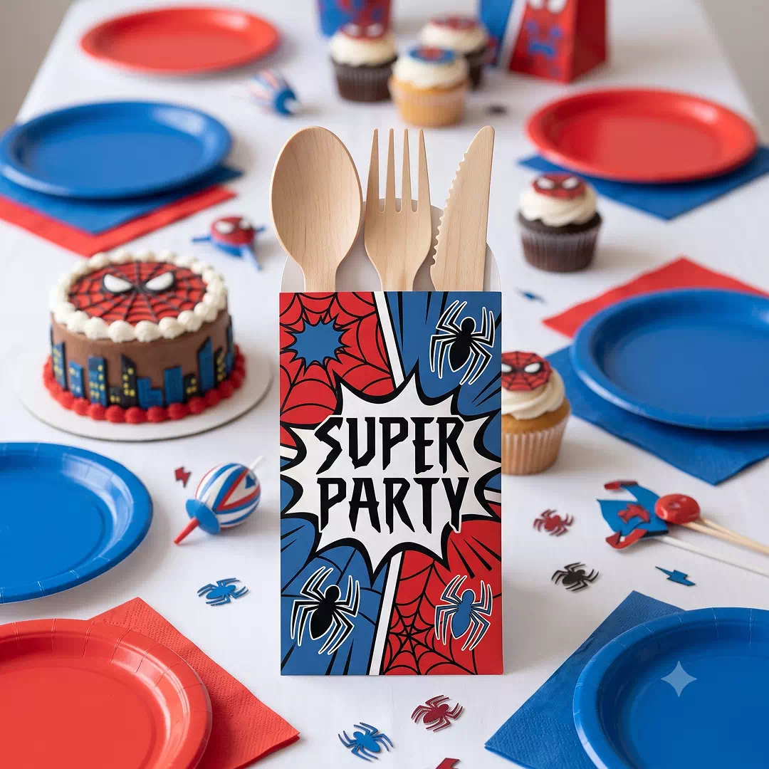 Superhero Comic Personalized Wooden Cutlery Set - Image 3