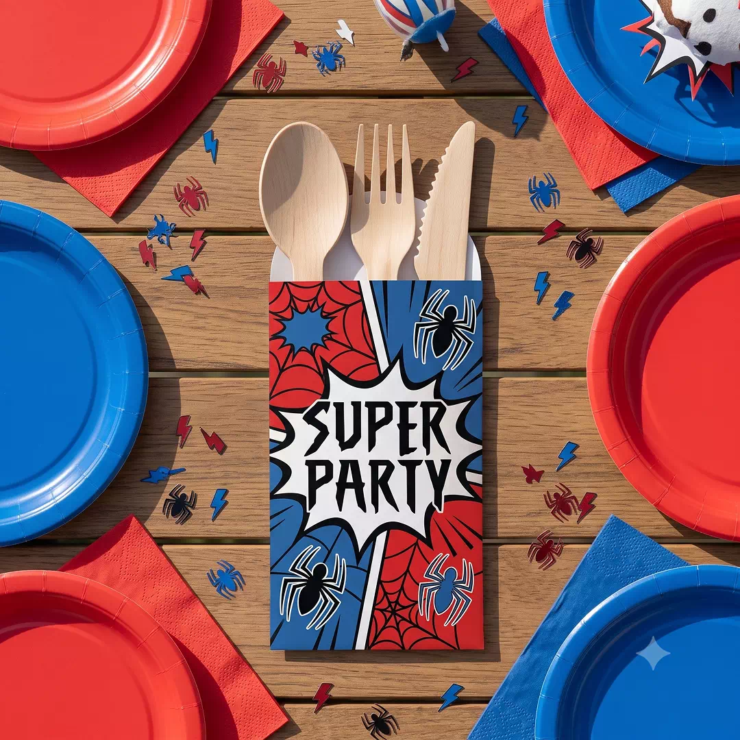 Superhero Comic Personalized Wooden Cutlery Set