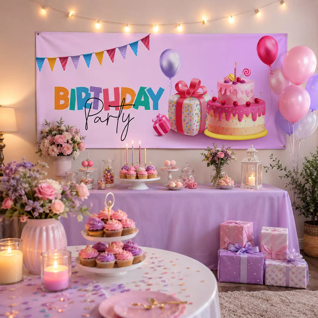 Colourful Cake Birthday Party Banner - Image 3