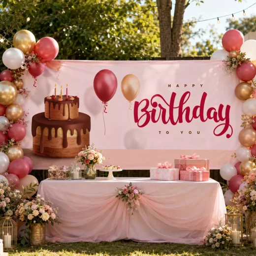 Rose Gold Elegant Birthday Banner